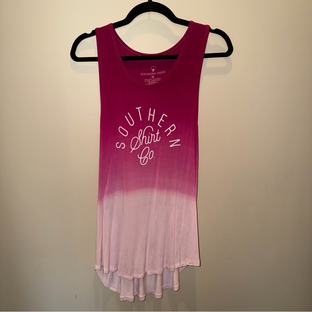 Southern Shirt Co. Women’s Ombré Tank Top Magenta to Blush Pink, Logo Graphic